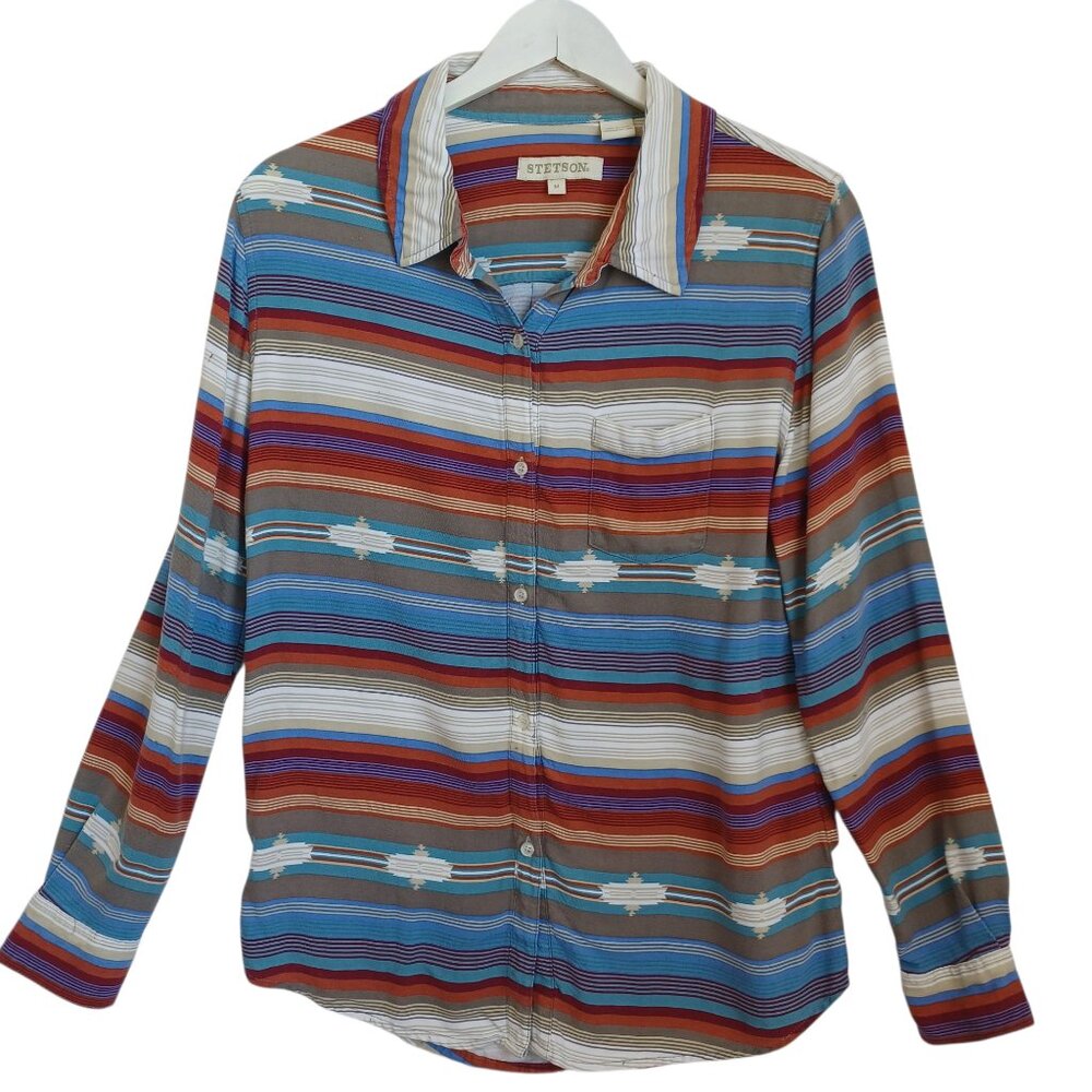 Stetson Shirt Womens Western Long Sleeve Southwest Cowgirl Size Medium